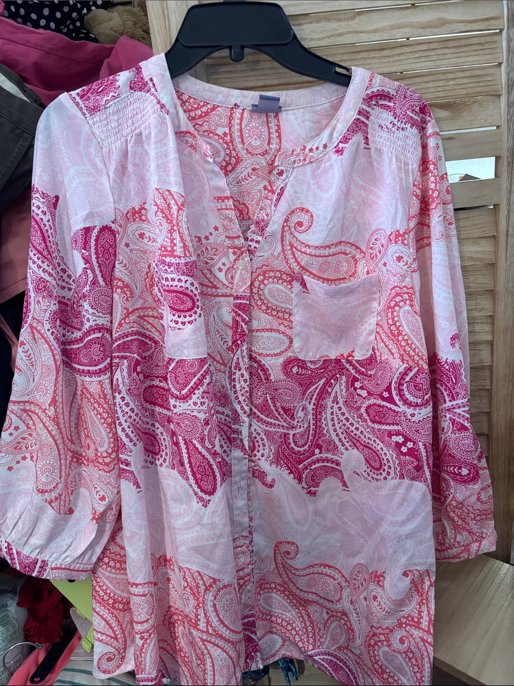 Laura Scott Women's Pink Paisley Button-Front Tunic Top 1X